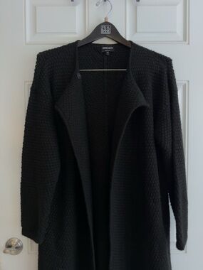 Giorgio Armani Black Textured Open-Front Cardigan